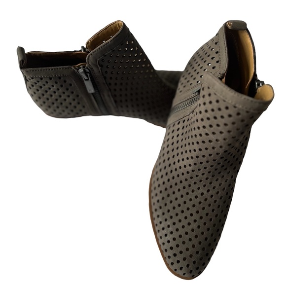 Lucky Brand Shoes - Lucky Brand Basel 3 Dark Stone Suede/Leather Perforated Ankle Booties Size 7